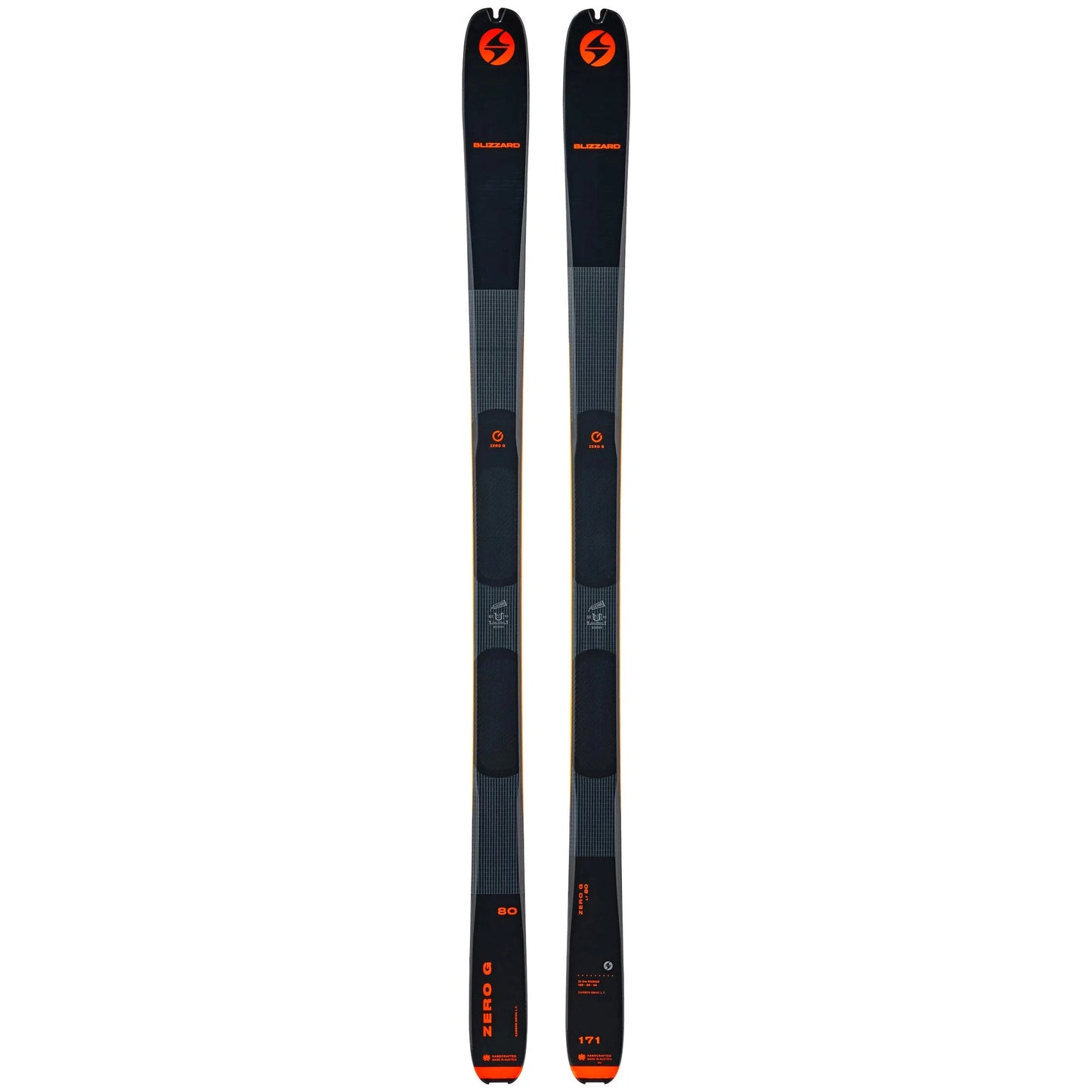 Blizzard Zero G LT 80 Tourenski | Ultraleicht 980g | Carbon Drive LT | Trueblend Tour Kern - Black/Orange