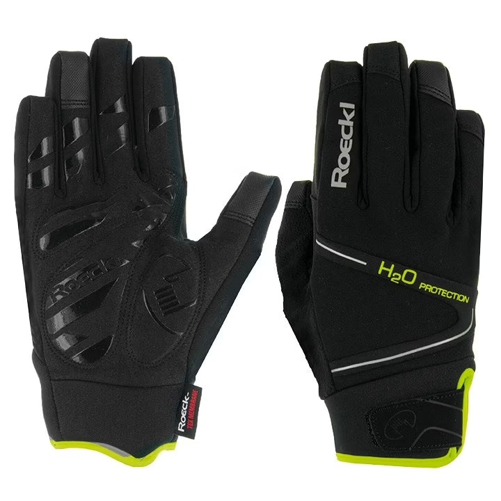 Roeckl Bike Top Function Rhone | Langfinger-Radhandschuh | Wasserdicht | Grip-Technologie - Schwarz / Gelb