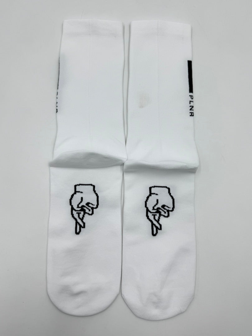Fingerscrossed X Pöllner Sports Classic White – Design-Radsocken - Pöllner Sports