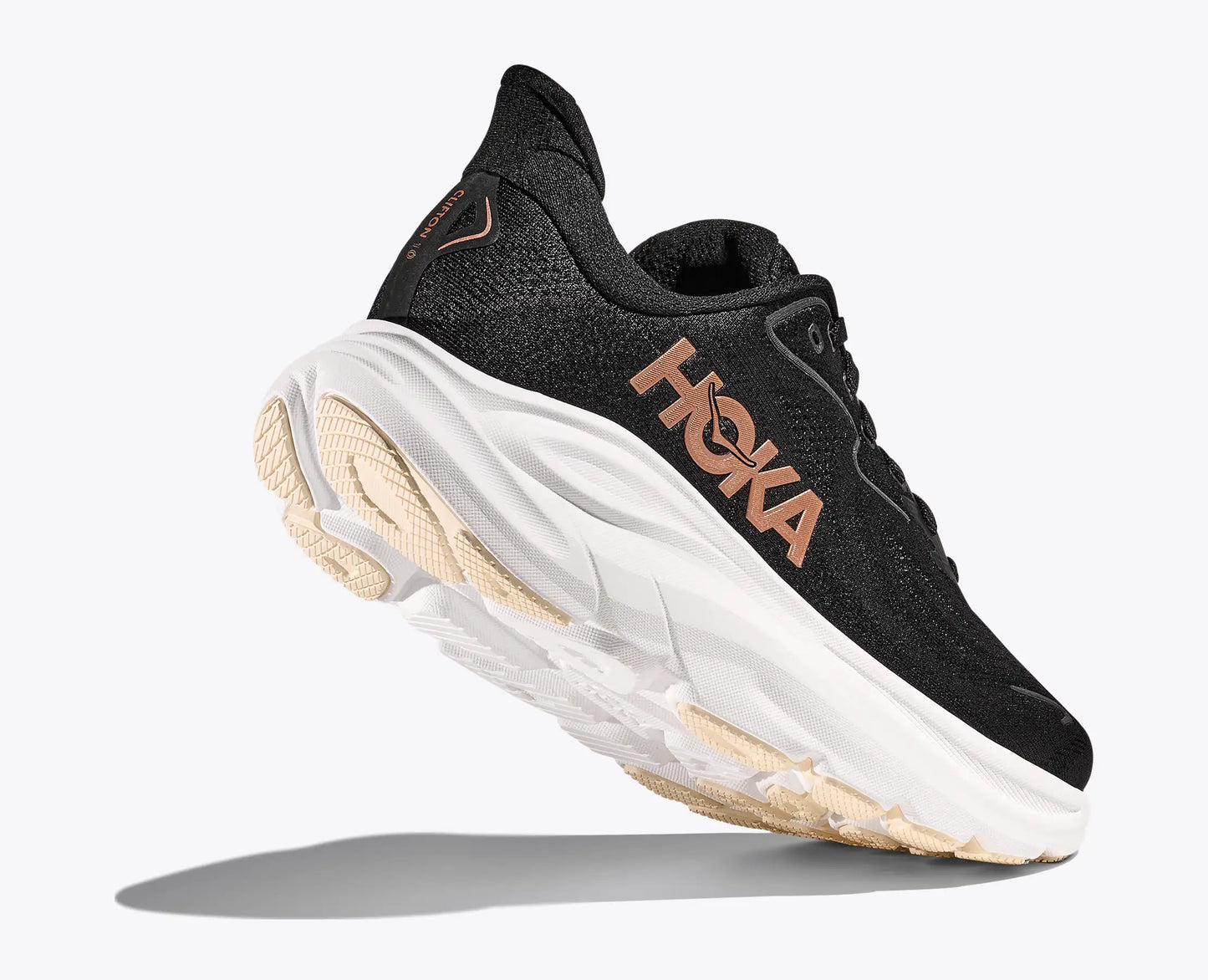 HOKA Clifton 10 Damen Laufschuh Black/Rose Gold – Max-Dämpfung & Stabilität - Pöllner Sports