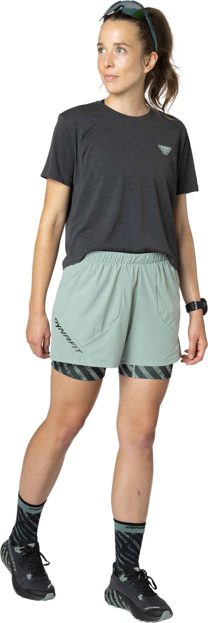 Dynafit Trail 2in1 Short W jadelite – Damen Trailrunning-Shorts mit Innenhose